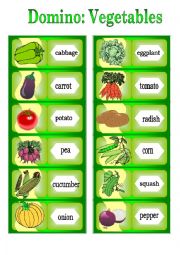 English Worksheet: Domino. Vegetables. (Black-and-white version included)