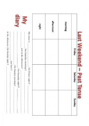 English Worksheet: Framework for Weekend (Diary) writing