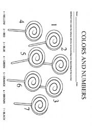 English Worksheet: Numbers and Colors