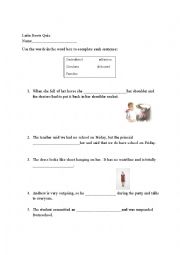 English Worksheet: Latin Roots 
