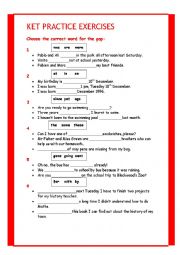 English Worksheet: KET practice exercises