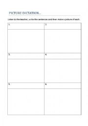 English Worksheet: Picture dictation + example of use
