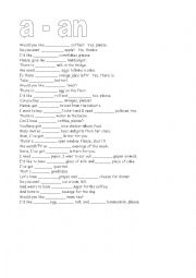 English Worksheet: a-an, some-any