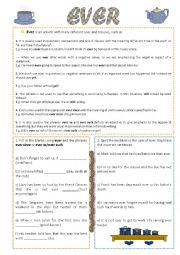 English Worksheet: Ever - uses and misuses