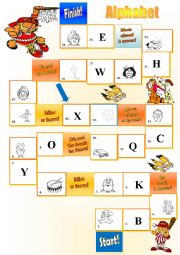 English Worksheet: Toys, family and alphabet board game