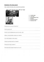 English Worksheet: the kings speech