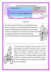 English Worksheet: reading part of eighth form mid term 2 test