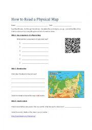 English Worksheet: How to Read a Physical Map