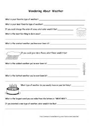 English Worksheet: wondering about weather