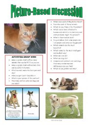 English Worksheet: Picture-based discussion:cats vs dogs?