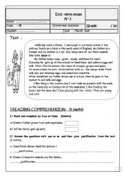 English Worksheet: 7th end  term 2