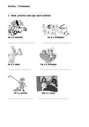 English Worksheet: Professions