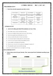 English Worksheet: Listening Routine