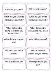 English Worksheet: Conversation Cards - Talking about holidays - First day of class ice breaker