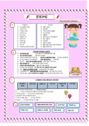 English Worksheet: Idioms worksheet  Intermediate level  1 (3) KEY INCLUDED