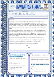 English Worksheet: AN INVITATION EMAIL + KEY