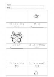 English Worksheet: Animals. Big- small