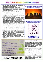 English Worksheet: Picture-based converstation : topic 26 - symbols vs clear messages