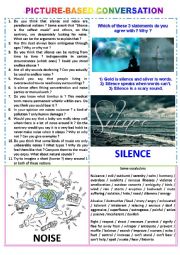 English Worksheet: Picture-based conversation : topic 27 - silence vs noise