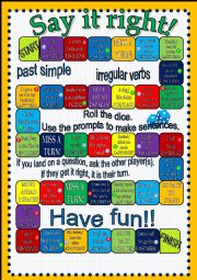 English Worksheet: Say it right! Past Simple Board game