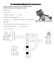 English Worksheet: Wizard of Oz- Crossword