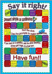 English Worksheet: Say it right! Present tenses Board game