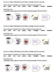 English Worksheet: Mugs and superlatives
