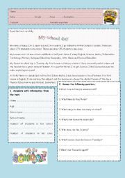 English Worksheet: 6th grade test on the topic School