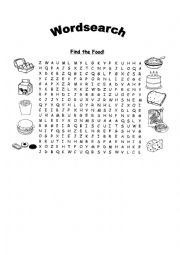 English Worksheet: Wordsearch on Food