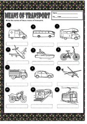 English Worksheet: MEANS OF TRANSPORT