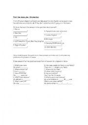 English Worksheet: First days activities