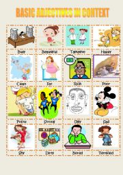 English Worksheet: BASIC ADJECTIVES IN CONTEXT