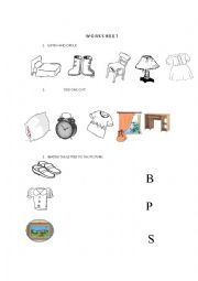 English Worksheet: clothes bedroom
