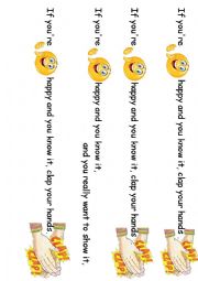 English Worksheet: Song - If you are happy and you know it