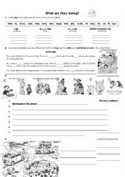 English Worksheet: What are they doing?