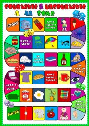 English Worksheet: Countable & uncountable - a, an, some *boardgame*