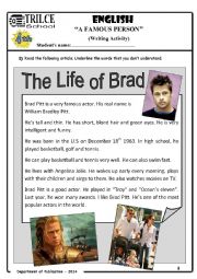 English Worksheet: THE LIFE OF BRAD (WRITING ACTIVITY)