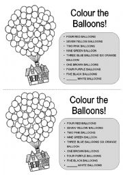 English Worksheet: Colour the balloons