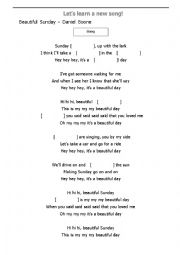 English Worksheet: Lets learn a song! Beautiful sunday