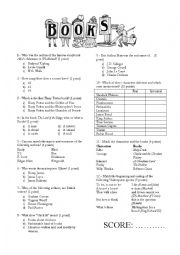 English Worksheet: Books - Quiz