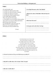 English Worksheet: Poems about bullying