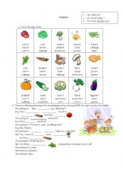 English Worksheet: vegetables