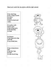 English Worksheet: Animals description