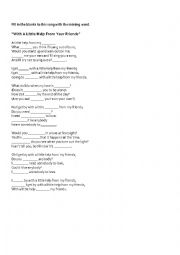 English Worksheet: With a Little Help From My Friends Cloze Activity