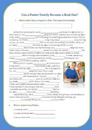 English Worksheet: Can a Foster Family Become a Real One?