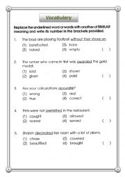 English Worksheet: vocabulary