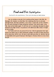 English Worksheet: Find and Fix: Capitalization 2