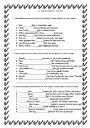 English Worksheet: Present Simple, Past Simple, Future Simple test