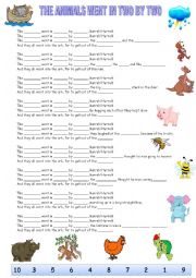 English Worksheet: The animals went in two by two