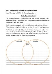 English Worksheet: Compare and Contrast, Venn-diagram, Grade 2
